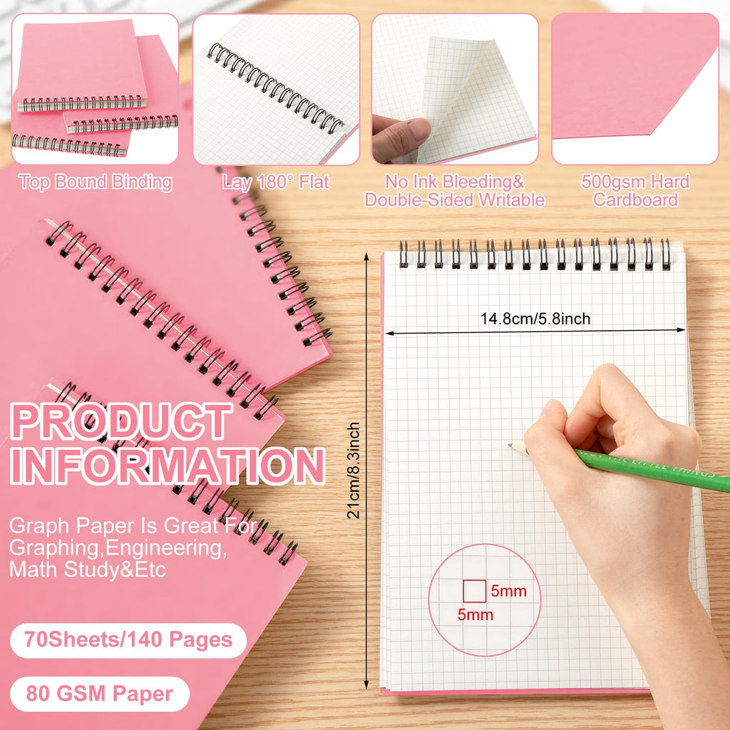 Engrowtic Graph Paper Spiral Notebook A5 - Pink / 2 view 1