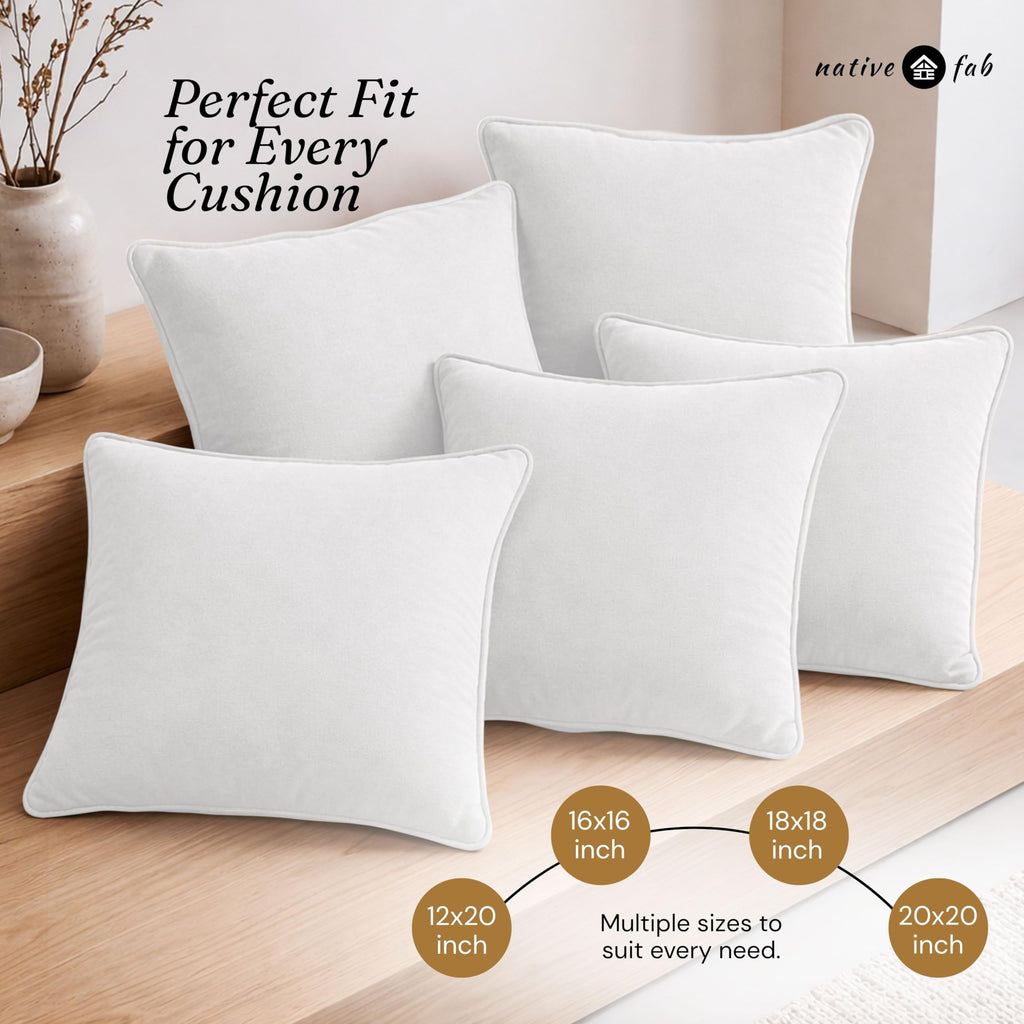 Native Fab Throw Pillow Cushion Cover for Sofa Couch Bed Comfort - Solid, White / 16" x 16" (Pack of 2) view 6