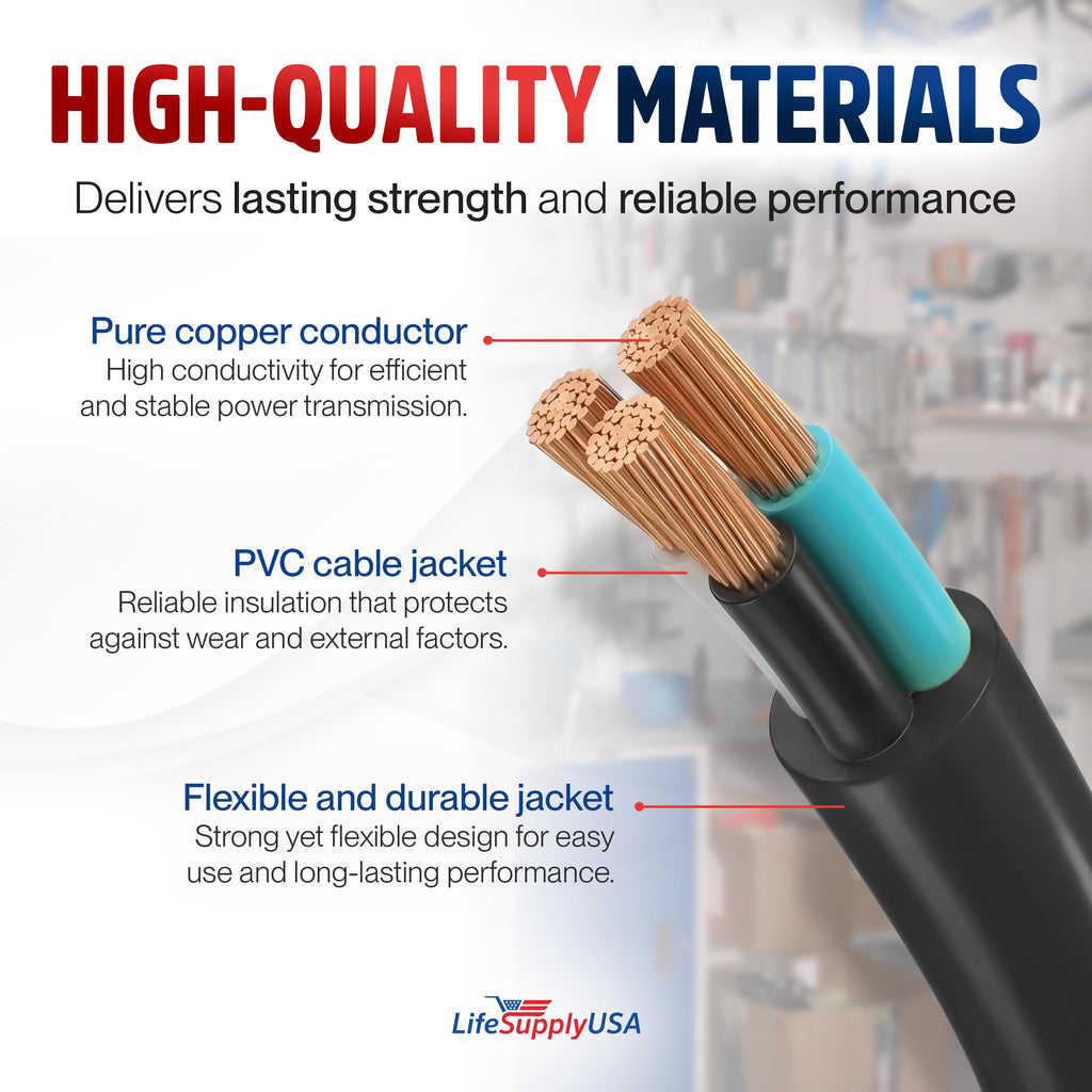 LifeSupplyUSA Outdoor/Indoor Extension Cord Heavy Duty 3 Prong SJTW - 10 FT / 12AWG view 3