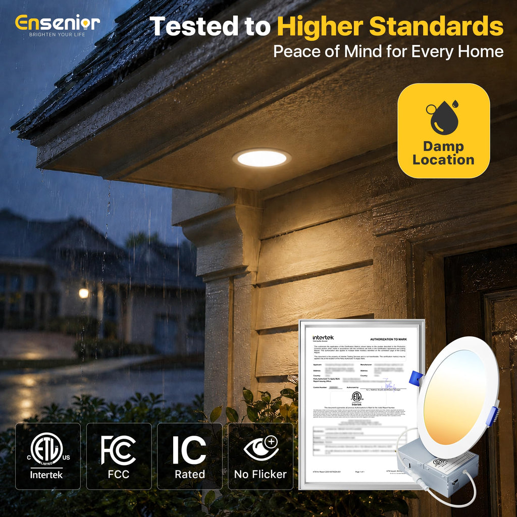 Ensenior 12 Pack 6 Inch LED Recessed Ceiling Light, 5CCT, 1200LM 12W 120V (Vecot)