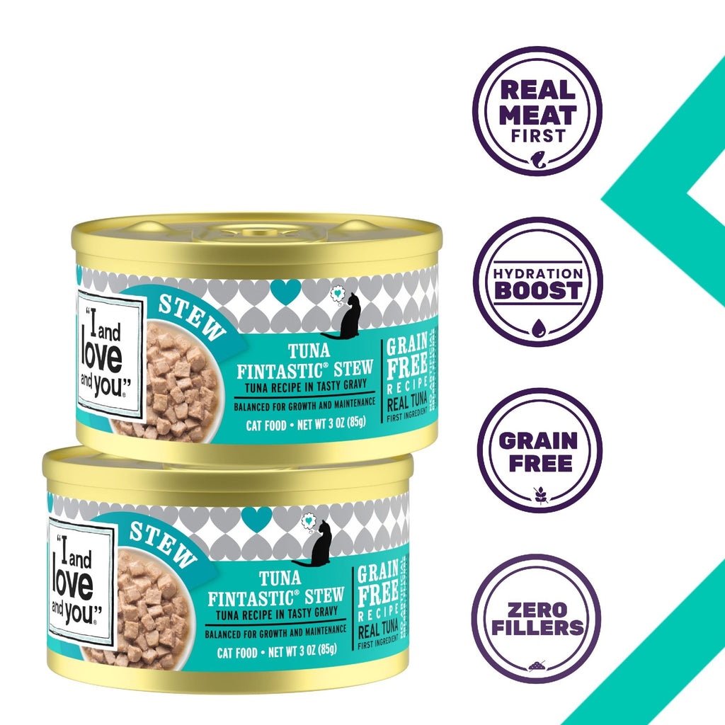 I and Love and You Wet Cat Food - Tuna Fintastic Stew - Tuna Recipe, Grain Free, Filler Free, 3oz Pack of 24 Cans