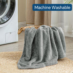BEDELITE Travel Blanket with Bag, Jacquard Fleece Blanket 65"x40" - Grey view 8