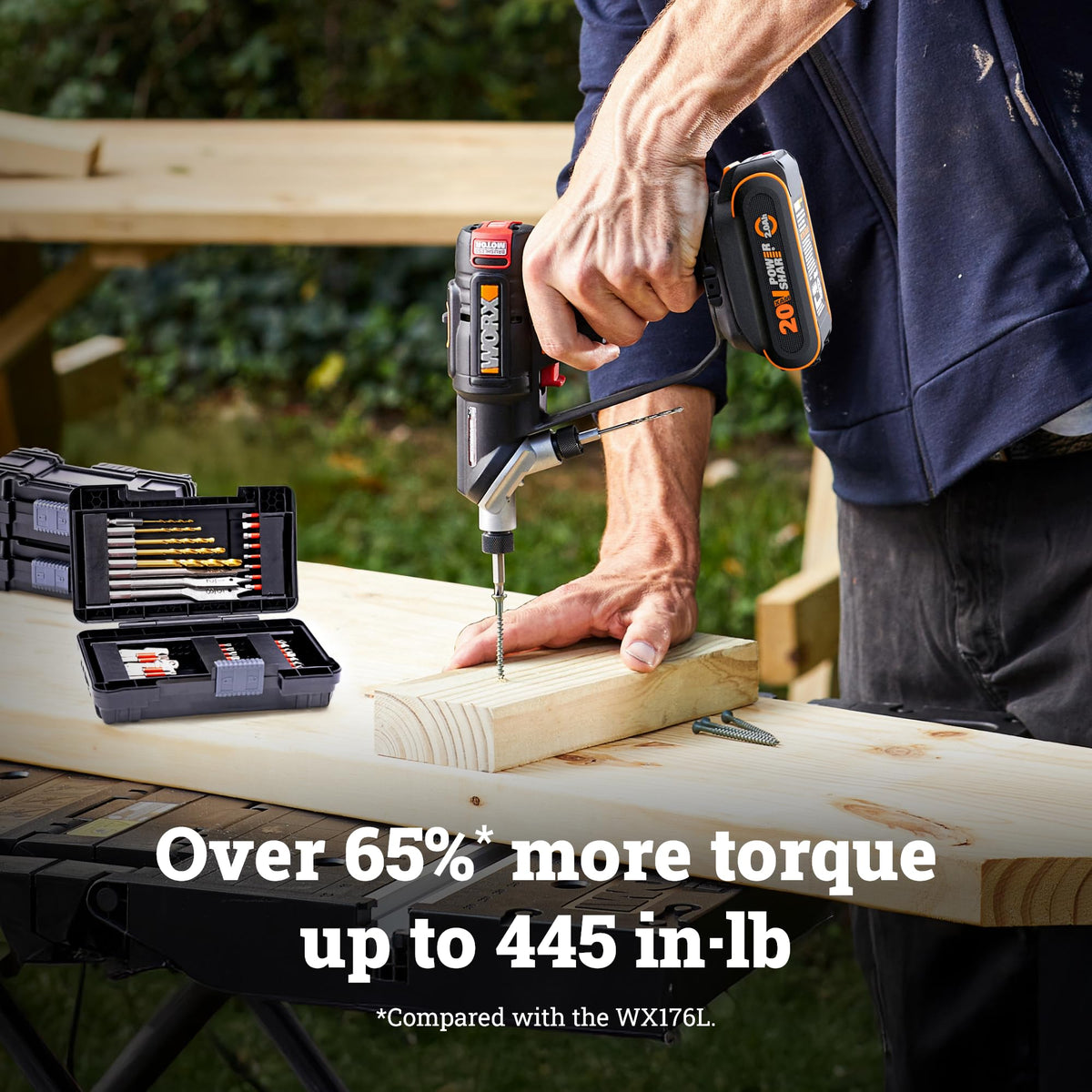 WORX Cordless Drill Driver, 20V Brushless, SwitchDriver 2-in-1, WX177L.2 (additional view 1)