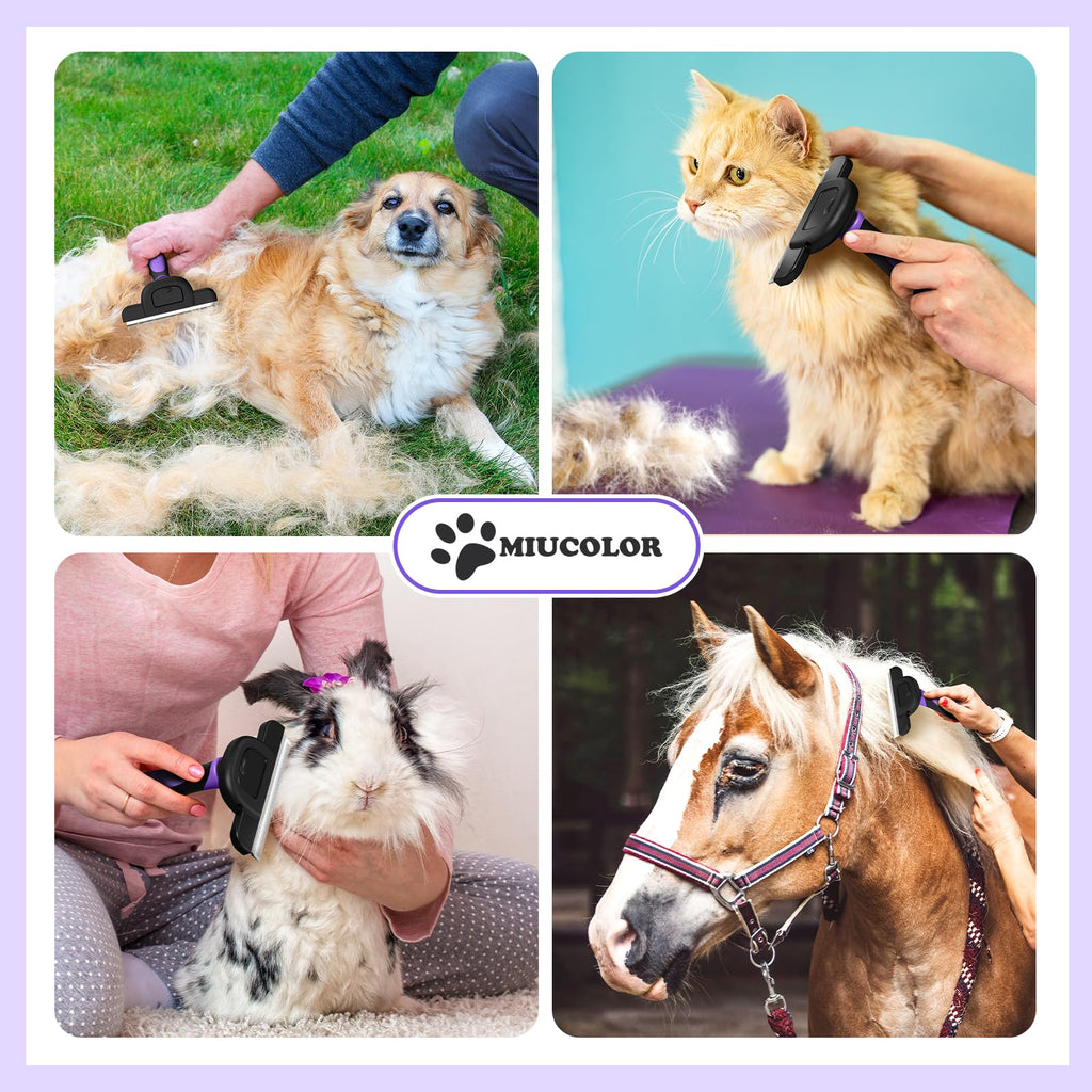 MIU COLOR Pet Grooming Brush Deshedding Tool for Dogs & Cats - Purple / Long Hair view 7