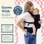 Ergonomic Hip-Healthy Baby Carrier, Front and Back Carry, 7-35 lbs - Black view 2