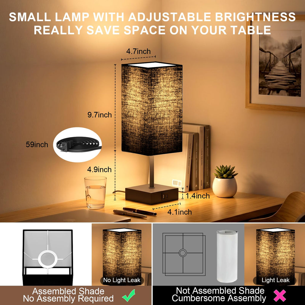 hansang Bedside Table Lamp with Touch Control, USB-C + USB-A - view 2