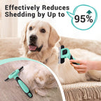 MIU COLOR Pet Grooming Brush Deshedding Tool for Dogs & Cats - Spring Green / Short and Medium Hair view 2