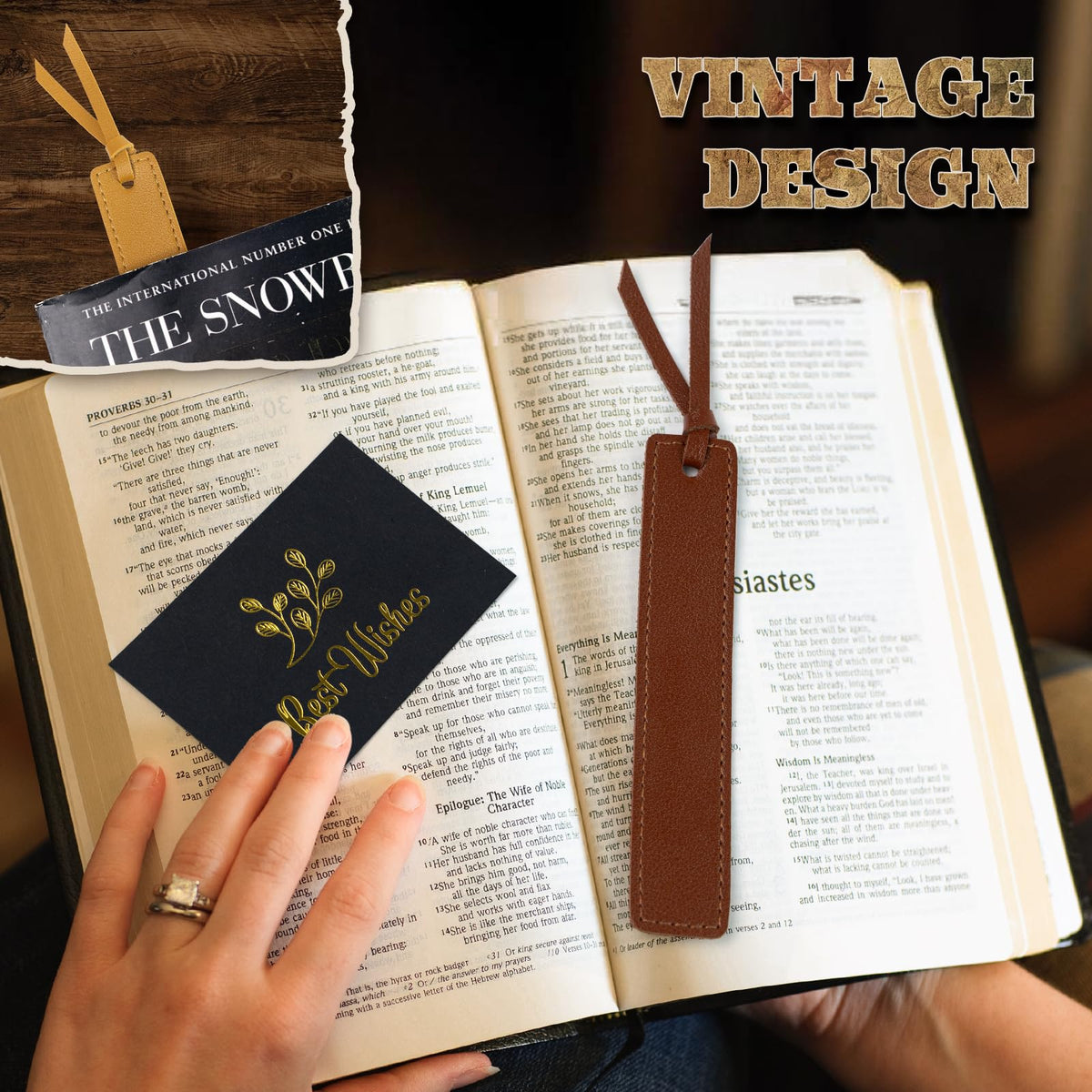 MIXVOVA Leather Bookmarks - Light Retro Color view 5