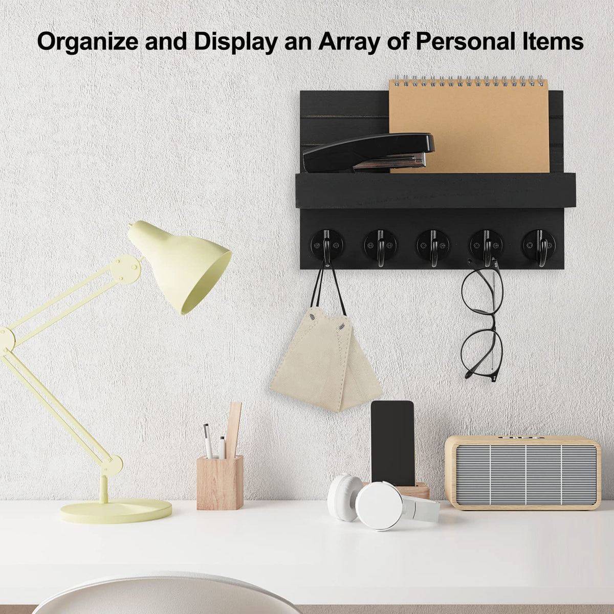 Lwenki Key Holder for Wall, Decorative Key and Mail Holder with Shelf Has Large