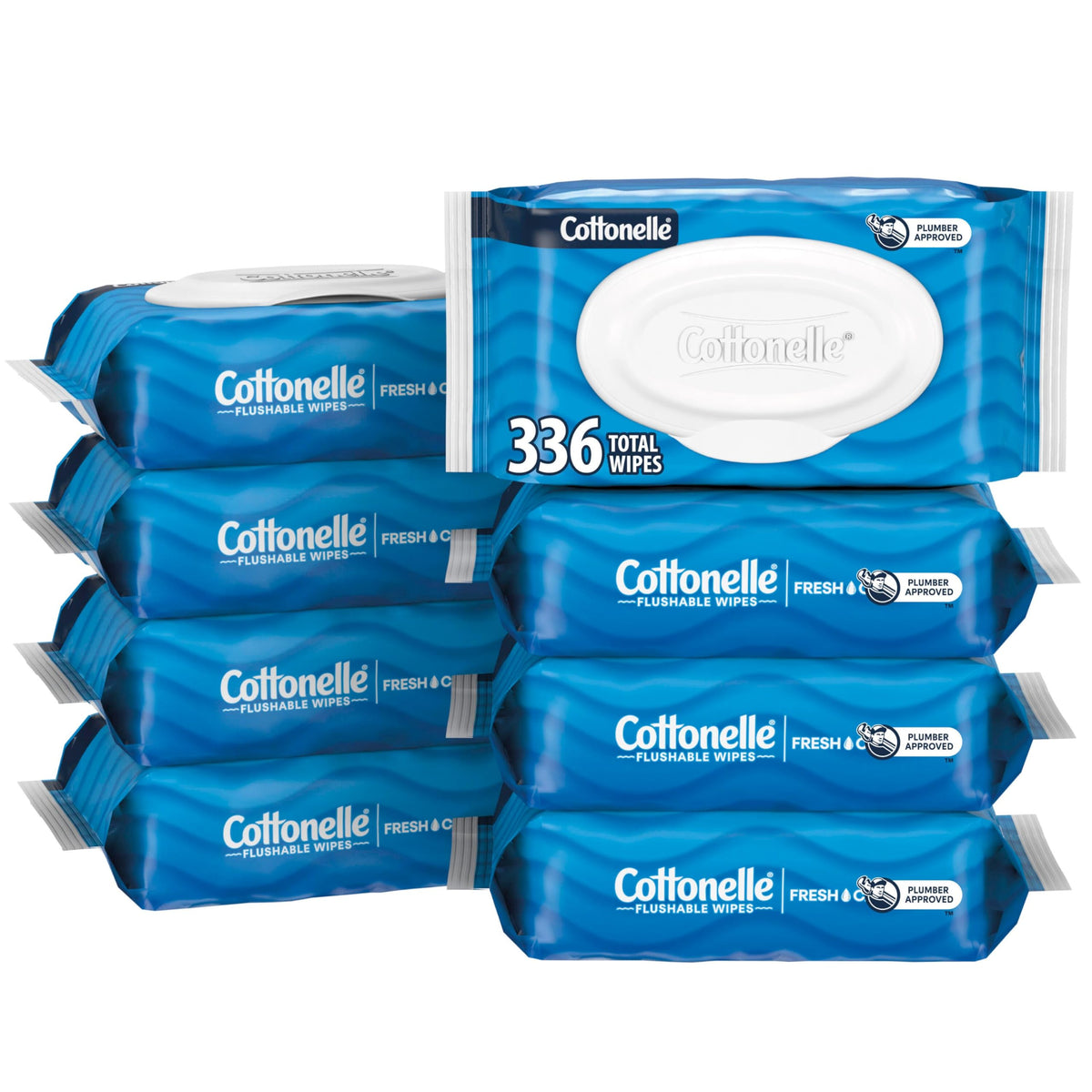 Cottonelle Fresh Feel Flushable Wet Wipes, Adult Wet Wipes, 8 Flip-Top Packs, 42 Wipes Per Pack (336 Total Wipes) (Pack of 8)