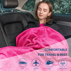 BEDELITE Travel Blanket with Bag, Jacquard Fleece Blanket 65"x40" - Hot Pink view 6