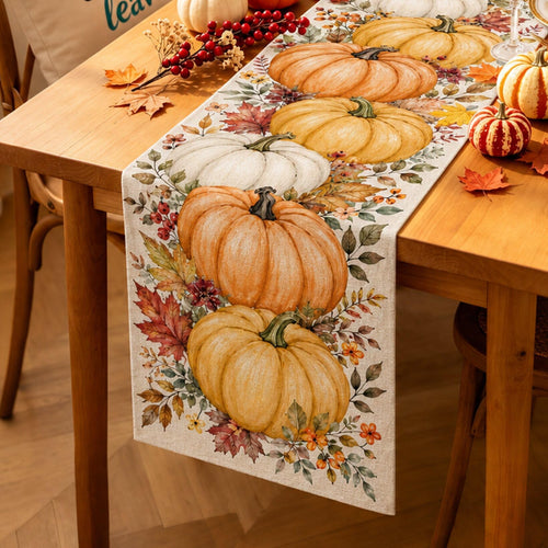13 x 60 Table Runner for Holiday and Farmhouse Kitchen Decor - Fall Big Pumpkin