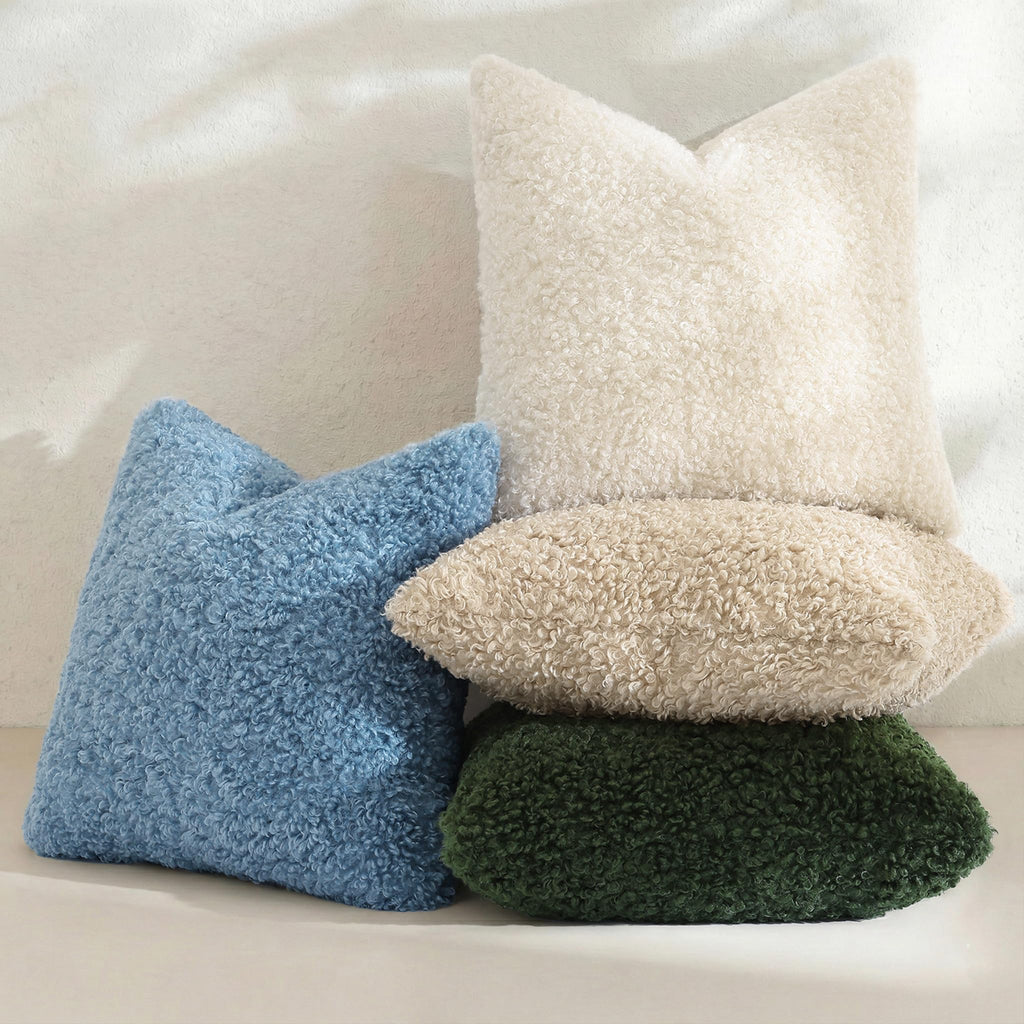 decorUhome Sherpa Decorative Throw Pillow Covers - Olive Green / 20" x 20" (Pack of 2) view 7