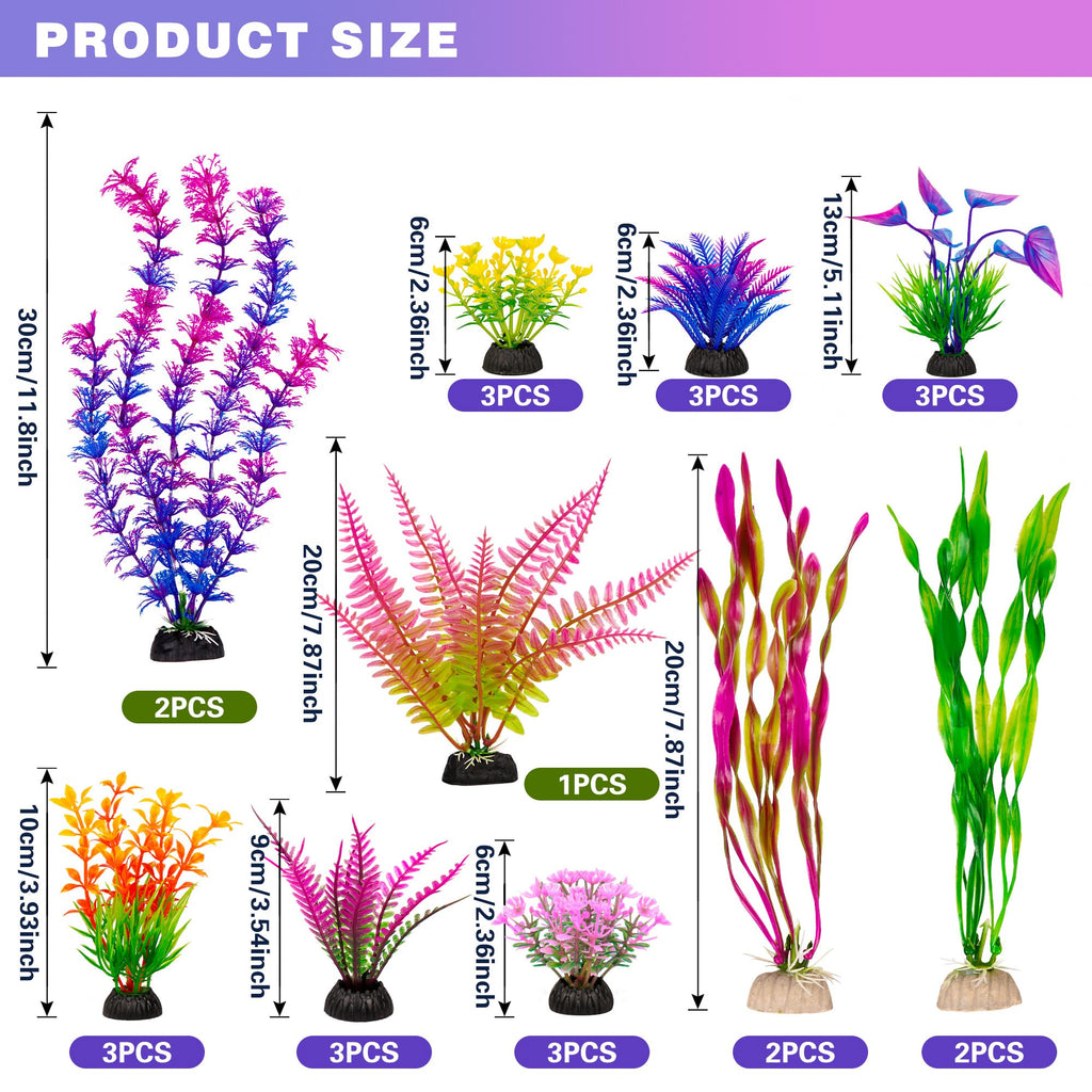Ameliade Artificial Aquarium Plastic Plants Fish Tank Decorations, 25PCS (additional view 1)