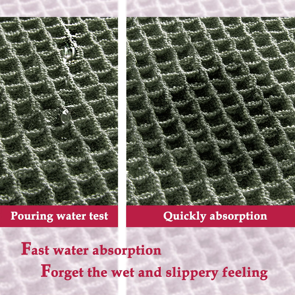 ZALL Waffle Bath Mat - Dark Green / 24 x 60 inches(Rectangular) view 4