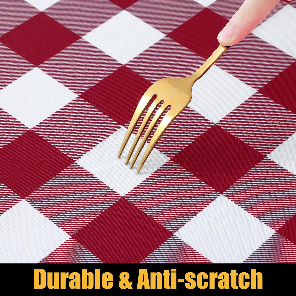 Smiry Rectangle Picnic Table Cloth - Burgundy and White / 96" x 30" (Rectangular) view 7