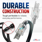 LifeSupplyUSA Outdoor/Indoor Extension Cord Heavy Duty 3 Prong SJTW - 10 FT / 12AWG view 2