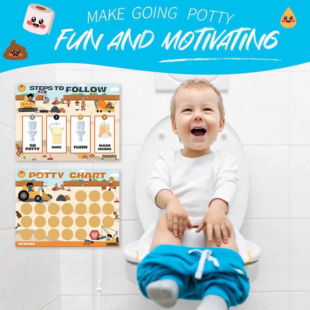Potty Training Chart for Boys, Construction Theme, 8.3 x 11.2 inches, 10 Pack Chart with (additional view 1)
