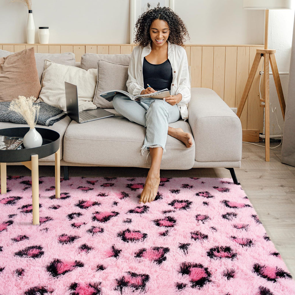 Amearea Leopard Area Rug - Pink / 5' x 8' (Rectangular) view 2