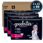 GoodNites Girls Nighttime Underwear, Size Extra – Small, 99 Ct (Pack of 3)