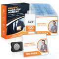 100 Pack of 4x3 Magnetic Name Badge Holders (White Printable Inserts Included)