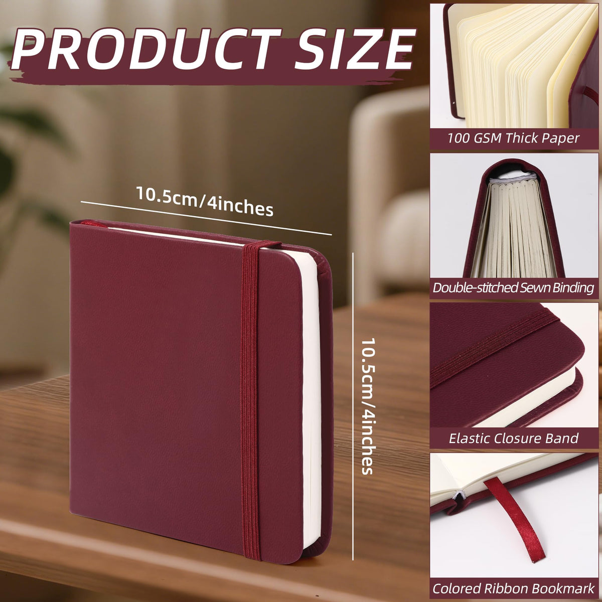 BOBO RABBIT 2 Pack Small Square 100GSM Mini Notebooks Blank Page Sketchbook - C-Red and Brown view 1