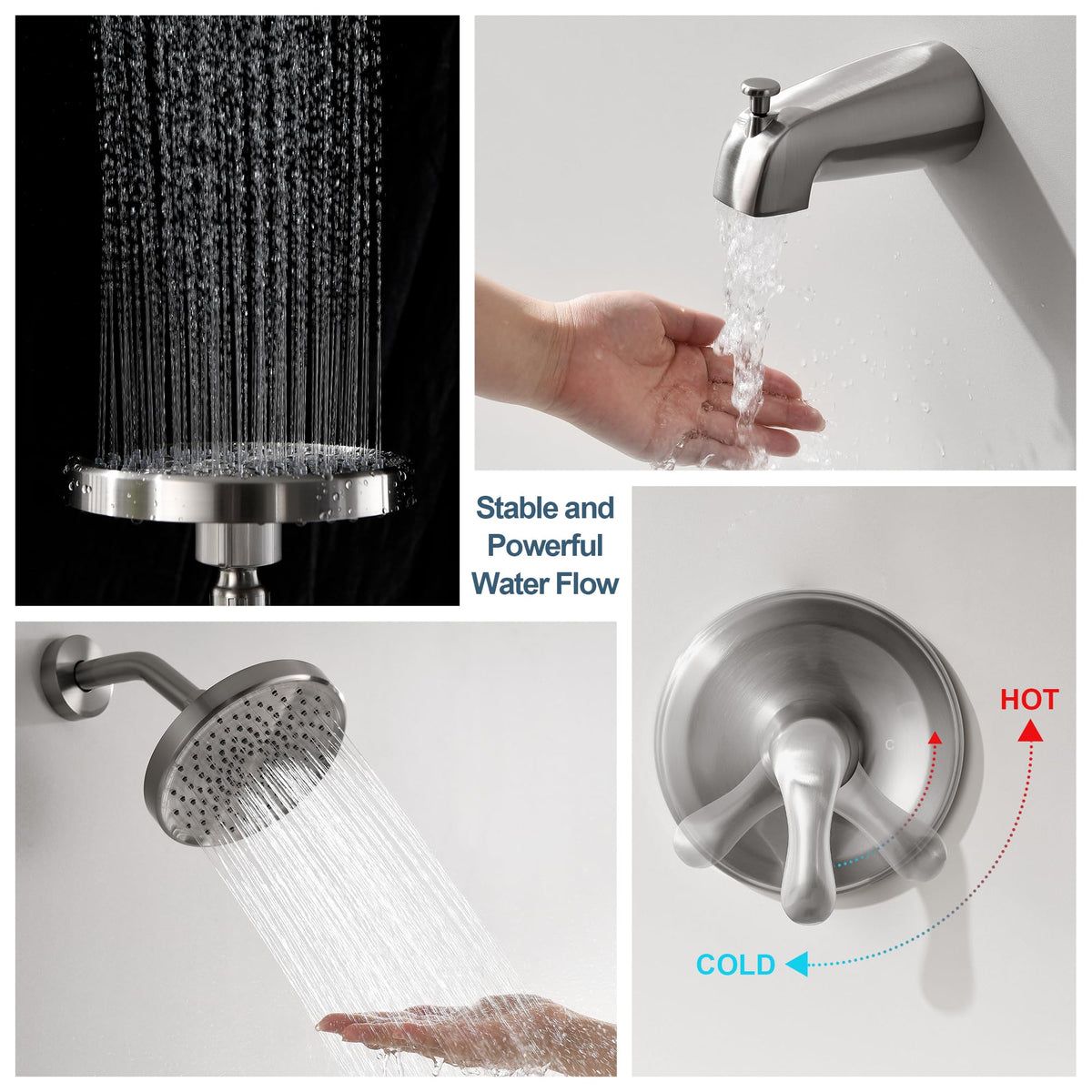 FROPO Shower Tub Faucet - Brushed Nickel view 4