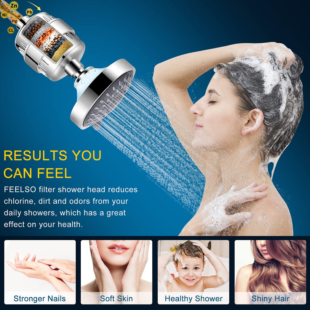 FEELSO Shower Head with Shower Filter, Filtered Shower Head for Hard Water (21651)