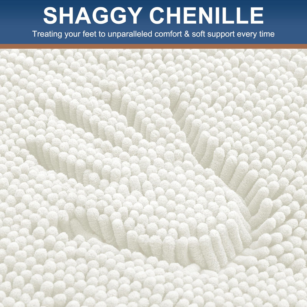 Smiry Bathroom Rugs 44X32, Luxury Chenille Extra Soft Absorbent Bath Mat (YSDD002) (Pack of 2)