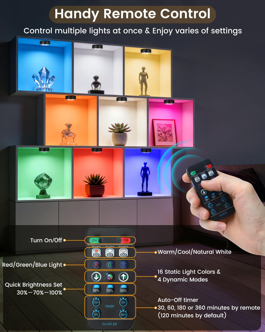 TECOMLIGHT LED Puck Lights with Remote Control - view 3