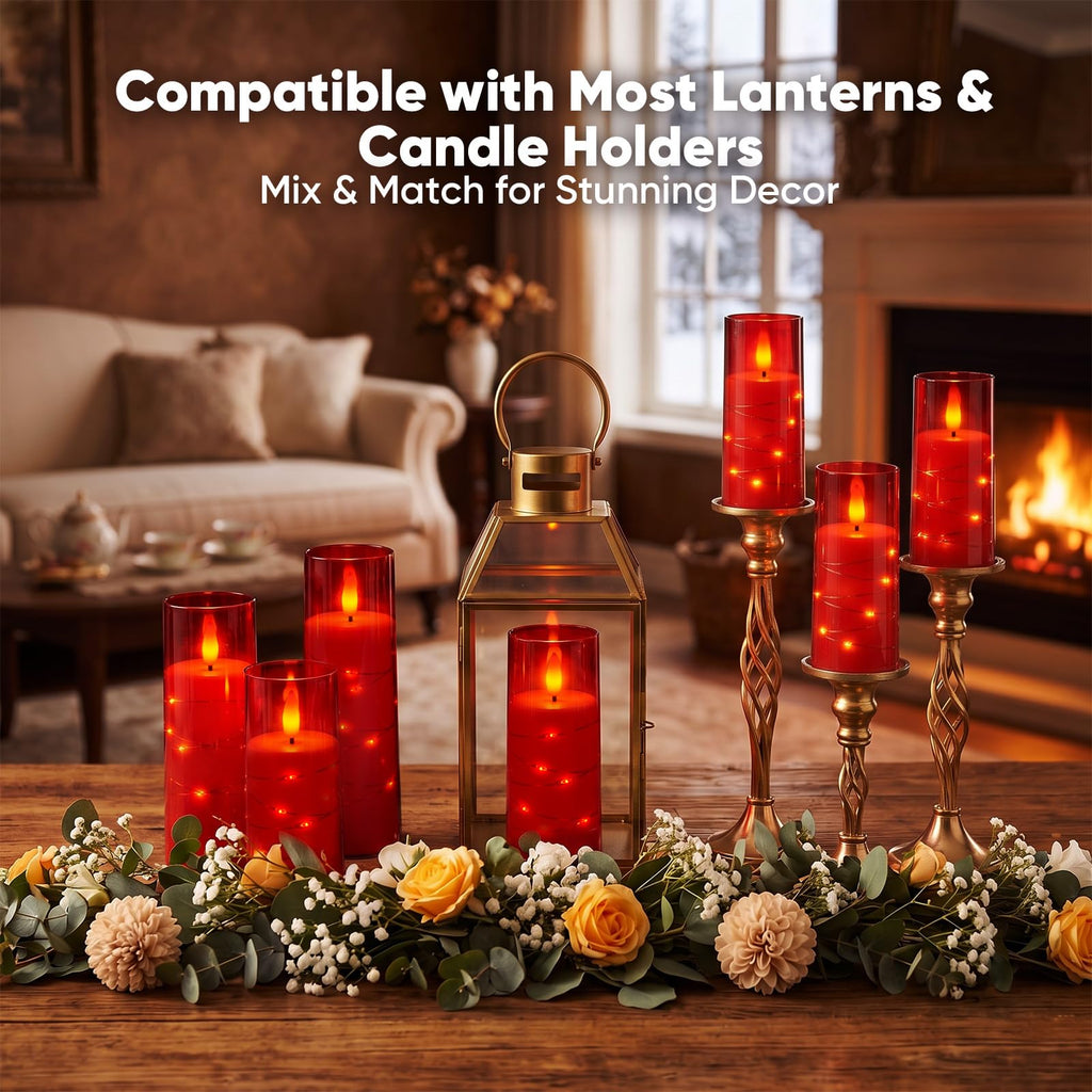 Raycare Flameless Candles with String Lights - 9pcs-Red view 1
