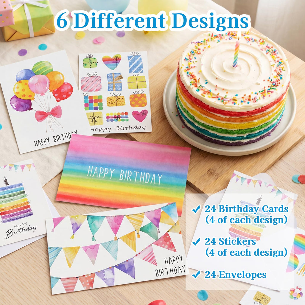 Thboxes Birthday Cards Bulk, 24-Pack 4x6 Happy Birthday Card Assortment (additional view 2)