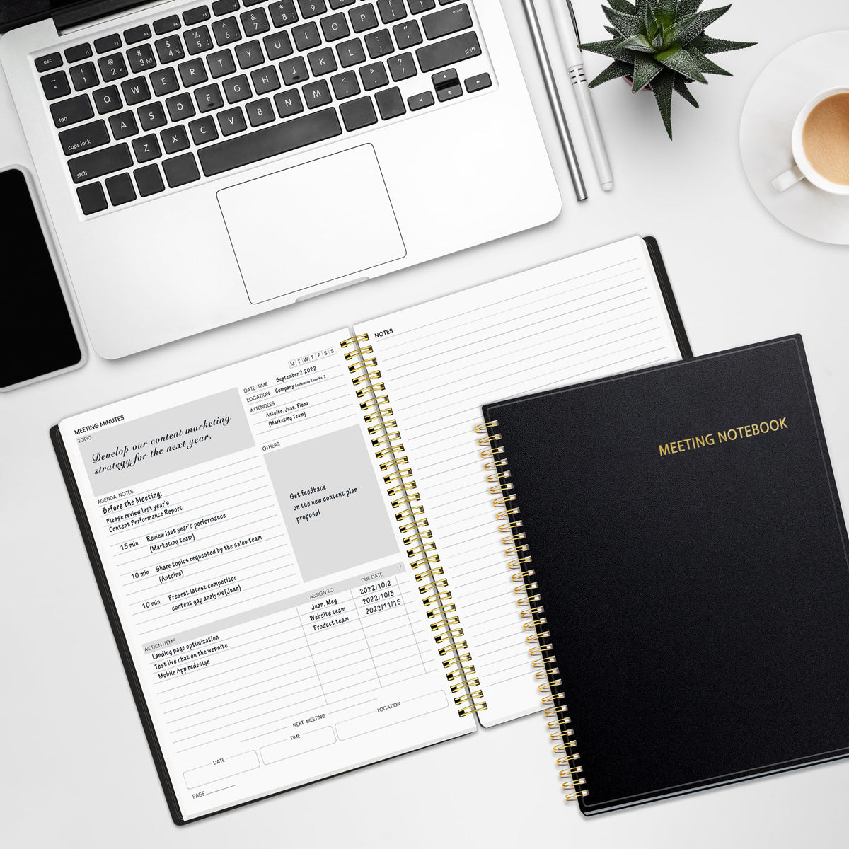 SUNEE Half Meeting Half Note - Professional Notebook for Work