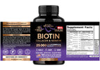 NUTRAHARMONY Biotin, Collagen, Hyaluronic Acid & Keratin - Hair Growth Support, 180 Caps