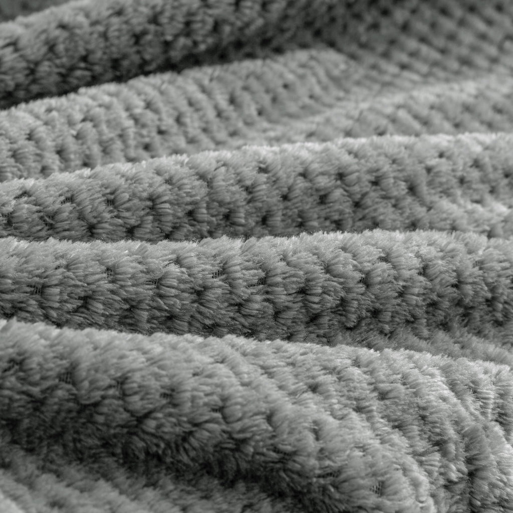 BEDELITE Travel Blanket with Bag, Jacquard Fleece Blanket 65"x40" - Grey view 5