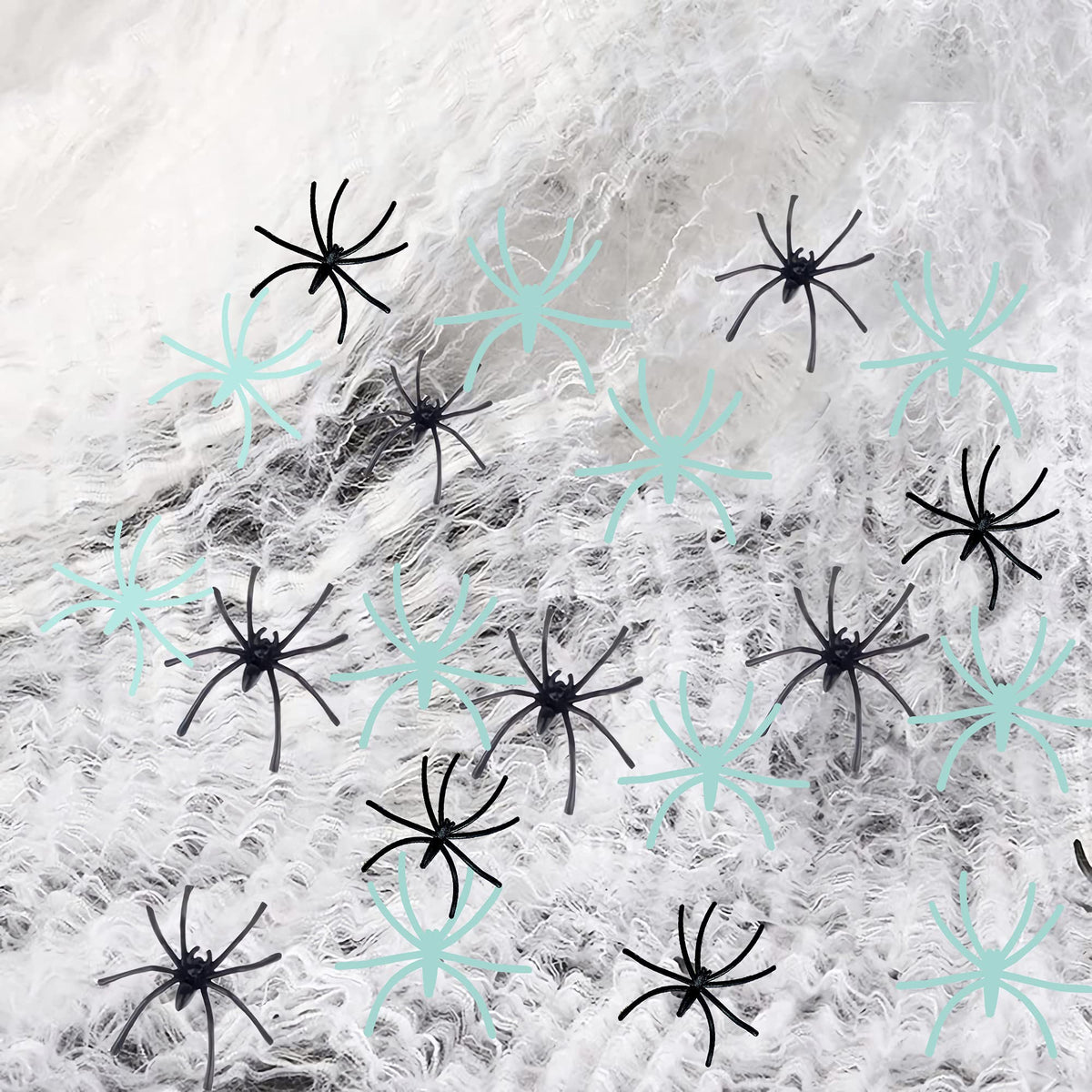 300 Sqft Halloween Spider Web Decorations, with 10 Glow and 10 Black Fake Spiders (additional view 1)