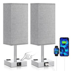 aooshine Set of 2 Touch Lamps with USB-C Port - Grey Shade-Silver Base view 1