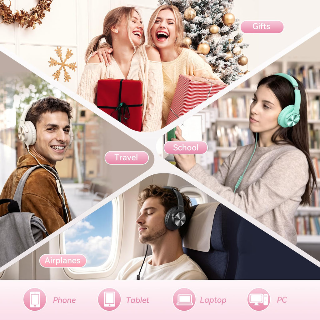 KVIDIO Wired Headphones with Mic - Pink view 7
