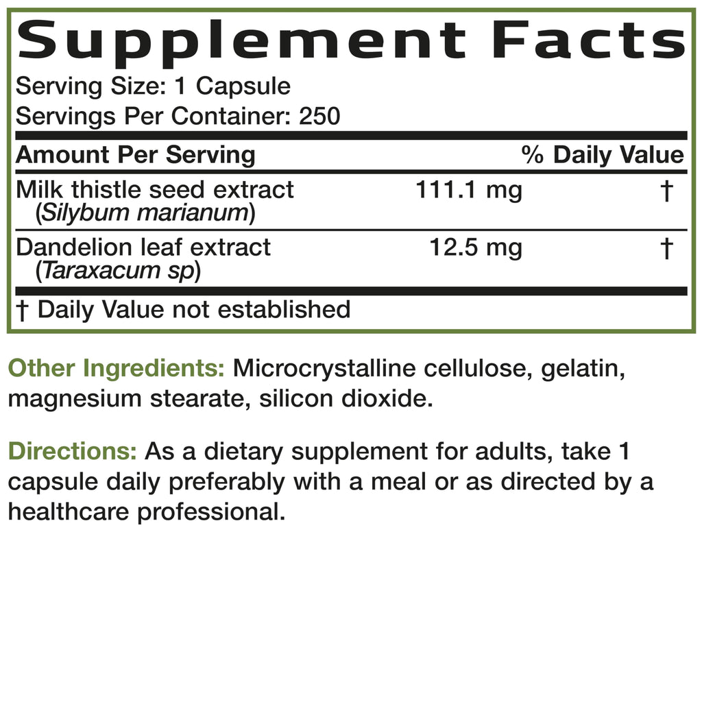 Bronson Milk Thistle Silymarin Marianum & Dandelion Extract - 250 Count (Pack of 1) view 7