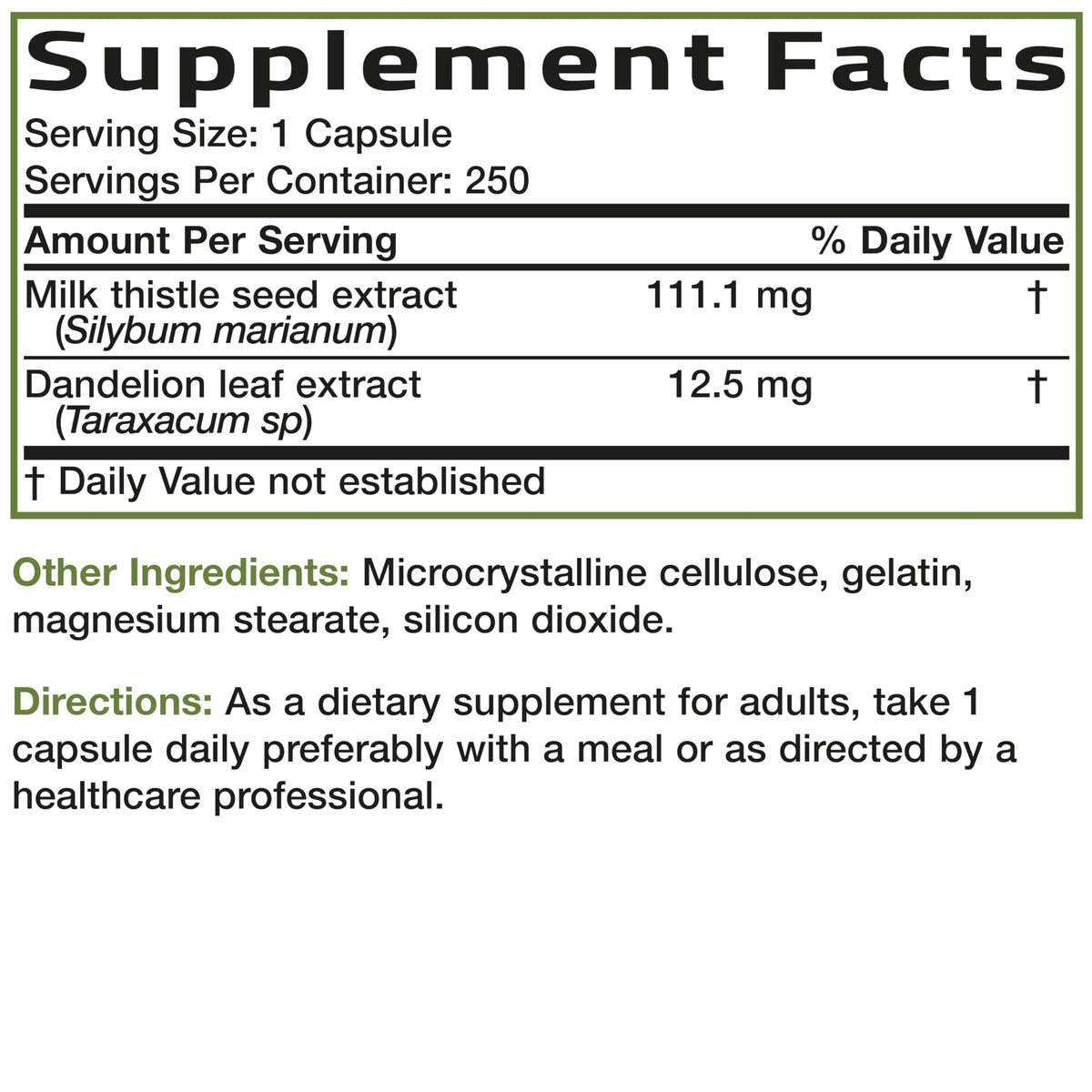 Bronson Milk Thistle Silymarin Marianum & Dandelion Extract - 250 Count (Pack of 1) view 7