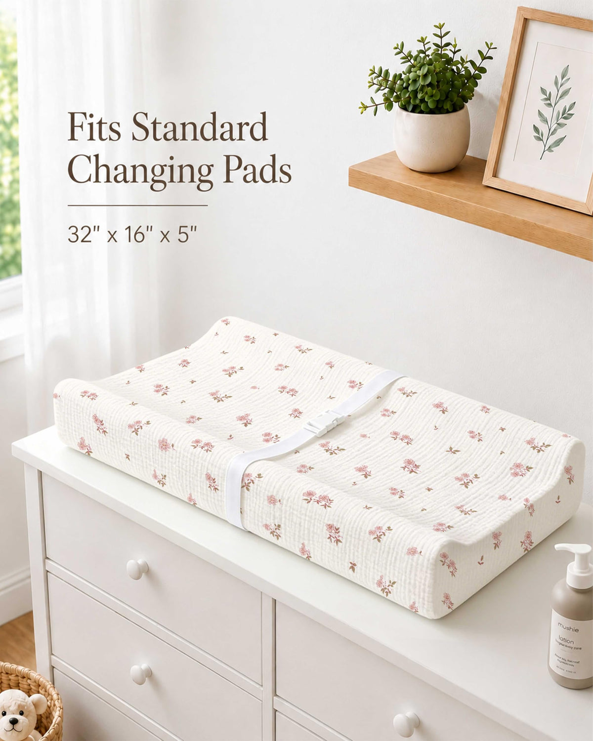 Changing Pad Cover for Baby Girls Boys - Vintage Blossom view 2