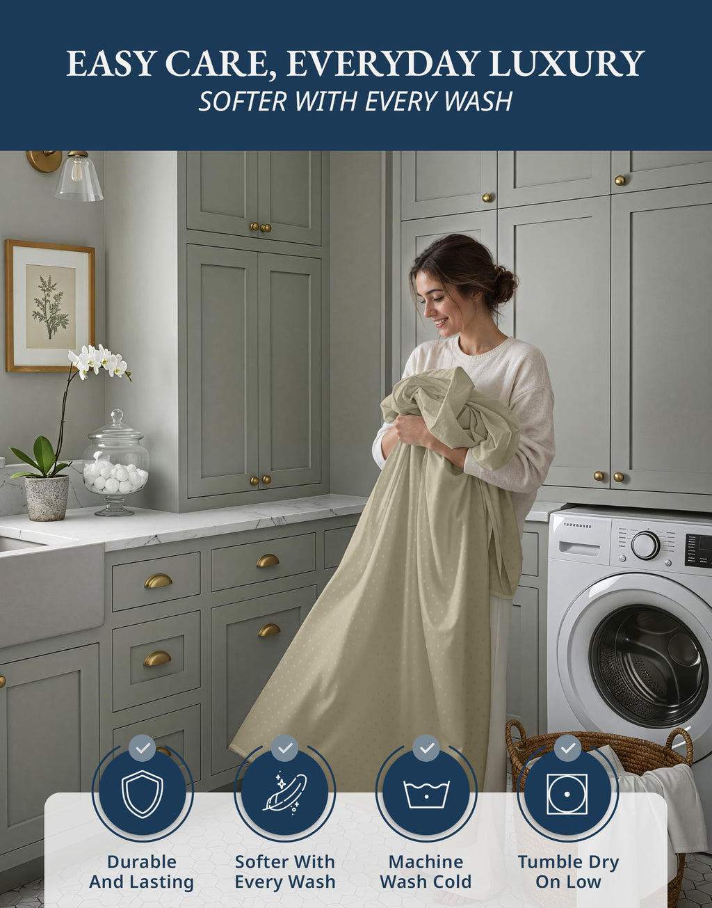 Lane Linen 100% Egyptian Cotton Ultra Soft Sheets - 41: Swiss Dot - Linen view 7