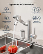 Frizzlife Water Filter for Sink Faucet Extender, NSF/ANSI 372, 9pcs Filter Reduce 99% Chlorine, 1080° Rotating Brass (Pack of 9)