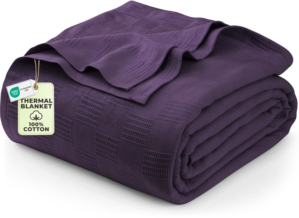 Utopia Bedding 100% Cotton Thermal Blanket Soft - Plum / Twin