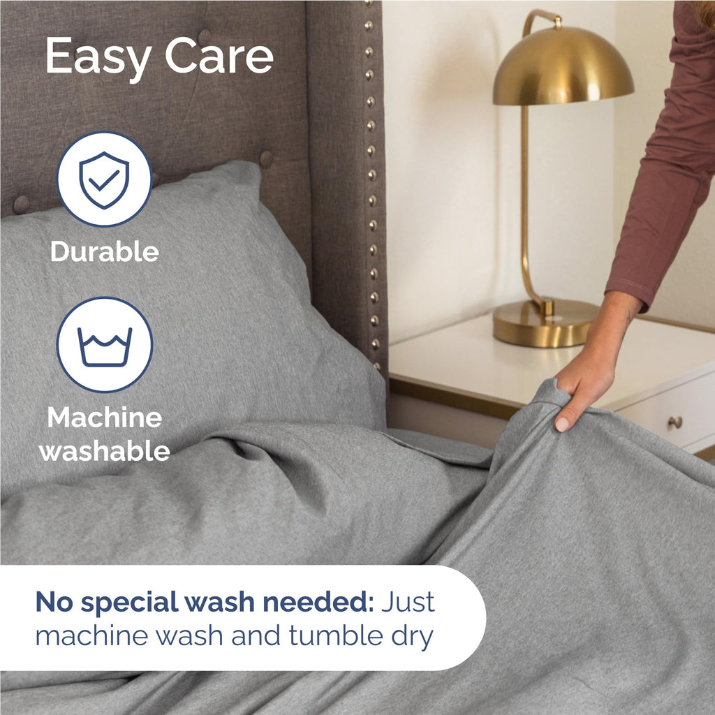 Full Size 4 Piece Sheet Set - Breathable & Cooling Sheets - Heathered Grey (additional view 5)