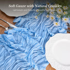 Goodluck Cheesecloth Table Runner 35x120 Inch Boho Gauze Table Runner - Baby Blue view 2