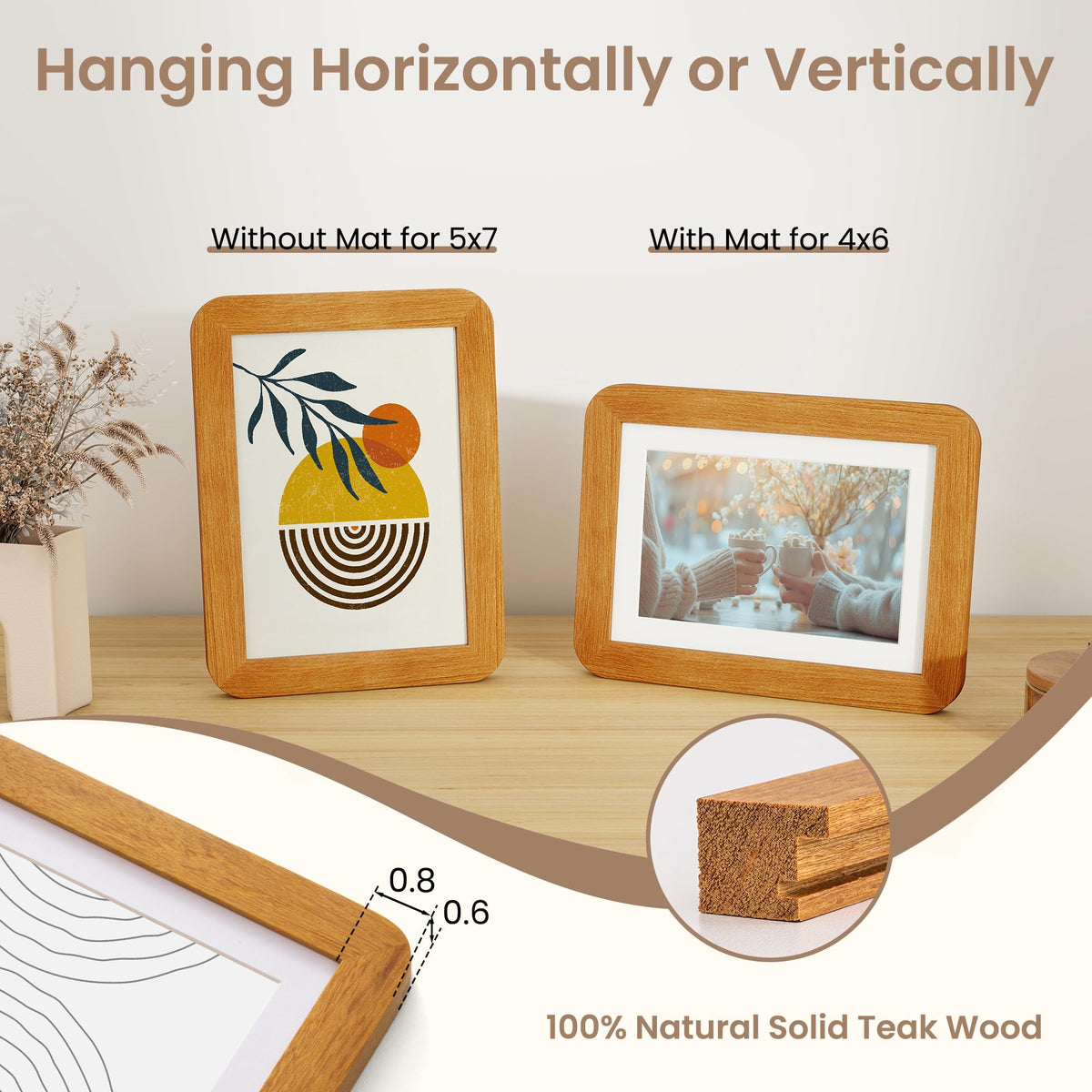 Fun Memories Wood Picture Frame - A.Teak / 5x7 view 1