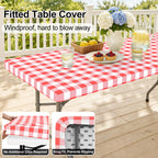 Smiry Rectangle Picnic Table Cloth - Red and White / 48" x 24" (Rectangular) view 1