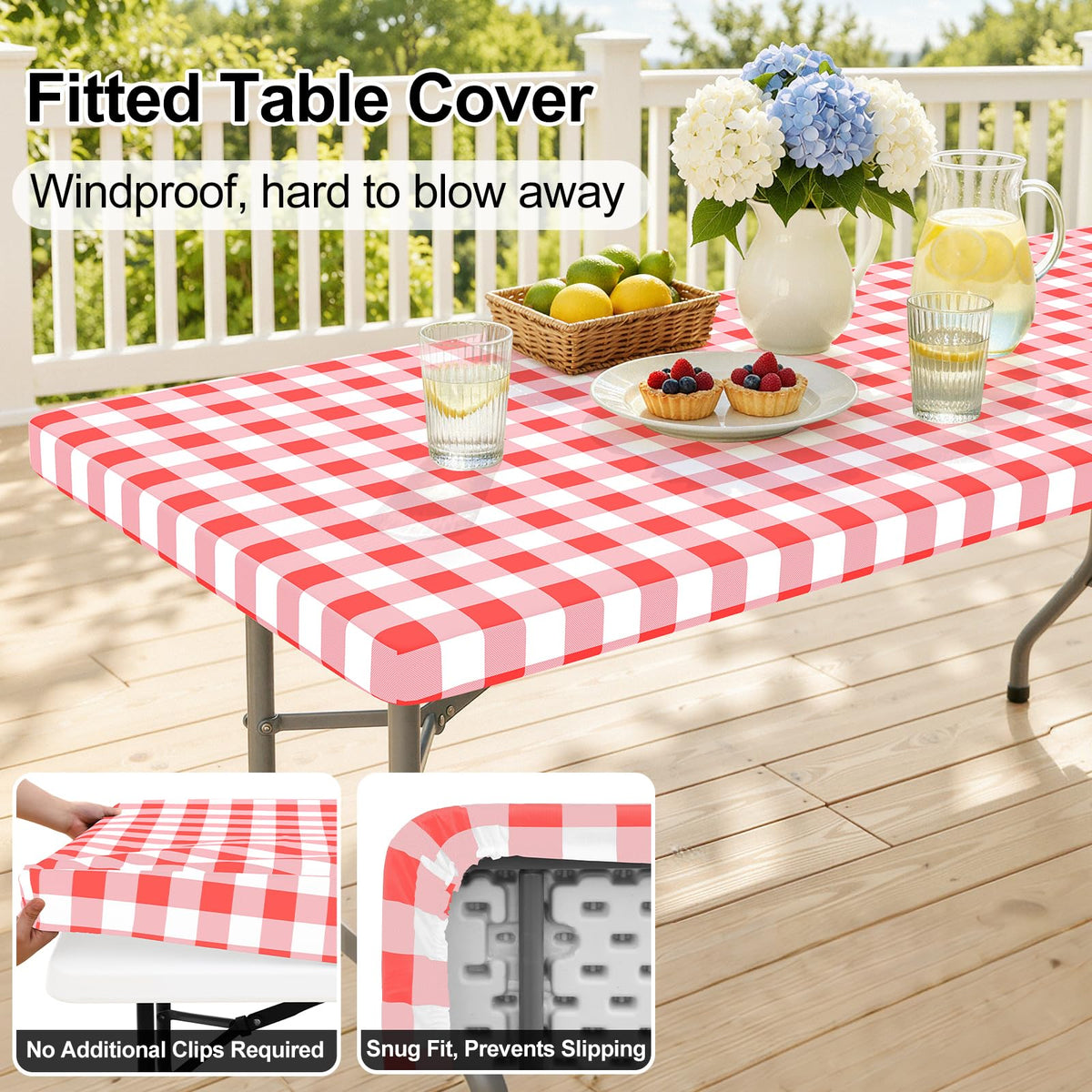 Smiry Rectangle Picnic Table Cloth - Red and White / 48" x 24" (Rectangular) view 1