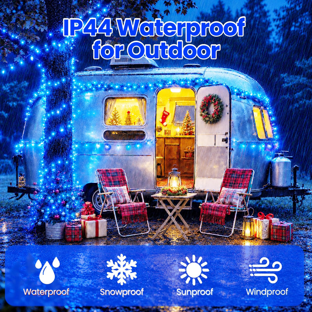 Moettany Solar String Lights Outdoor Waterproof - Blue view 3